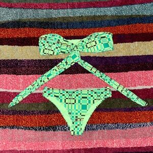 Princess Polly green and brown retro swimsuit